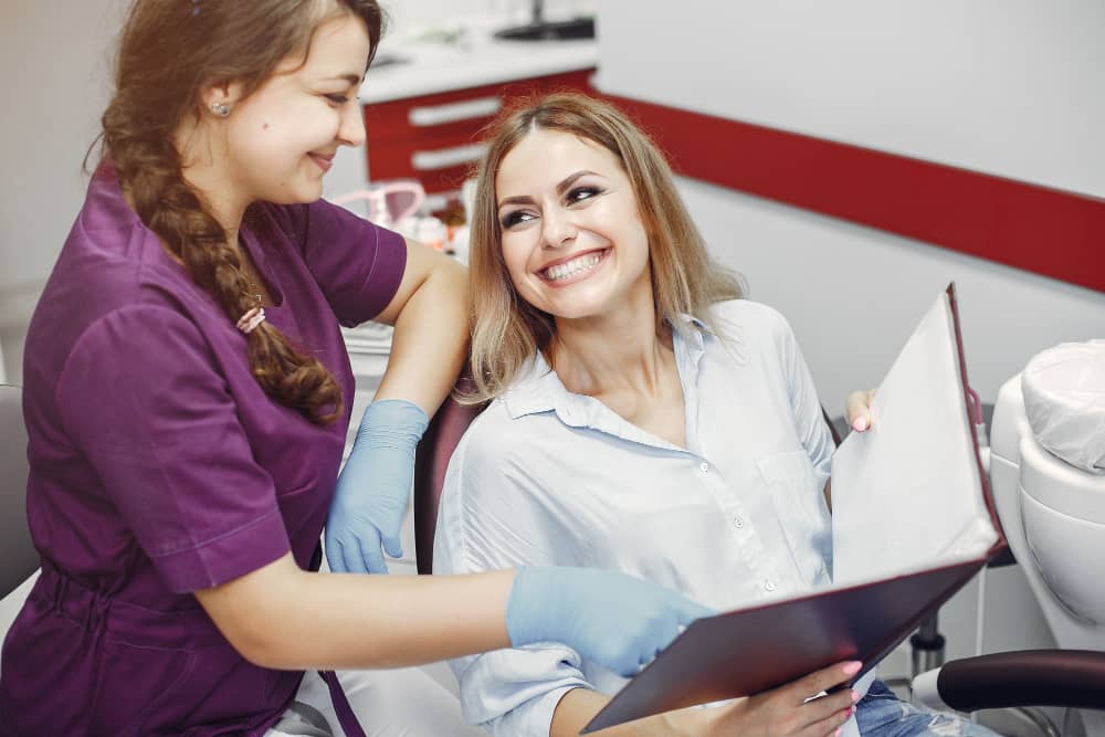 Dentist assistant showing client clarity
